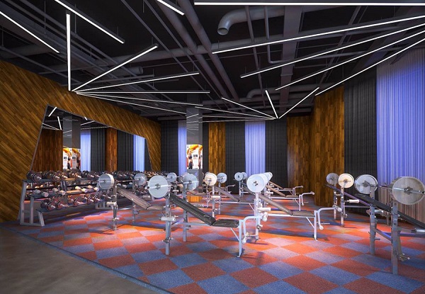 健身房全身性健身器械區設計效果圖