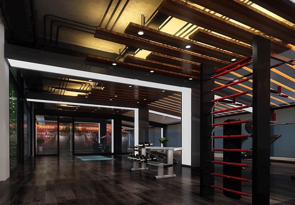 健身房自由重量區設計效果圖