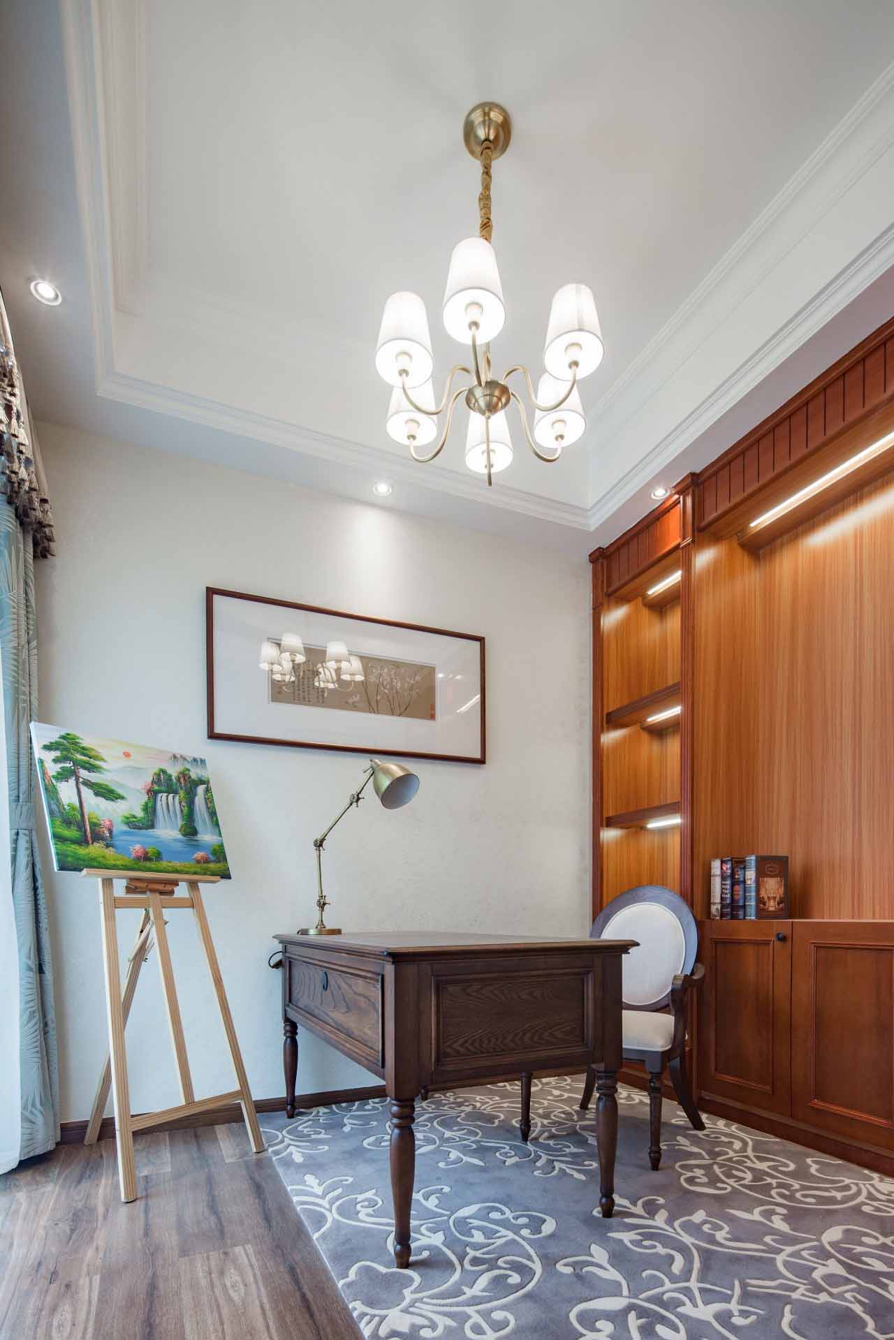 簡(jiǎn)歐風(fēng)格書(shū)房別墅裝修實(shí)景圖