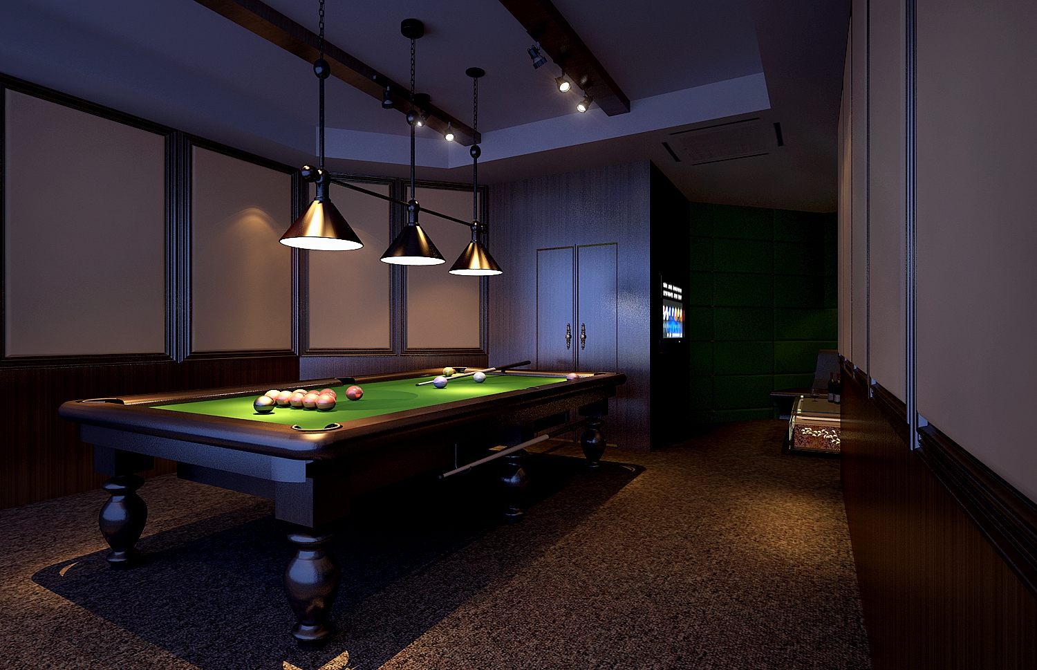 臺球廳俱樂(lè )部會(huì )所房間裝修效果圖